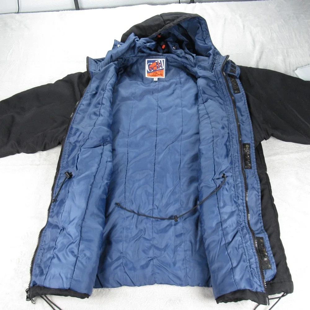 Denver Broncos Jacket Mens Medium Black G III & Carl Banks Hoodedd Zip Parka VTG